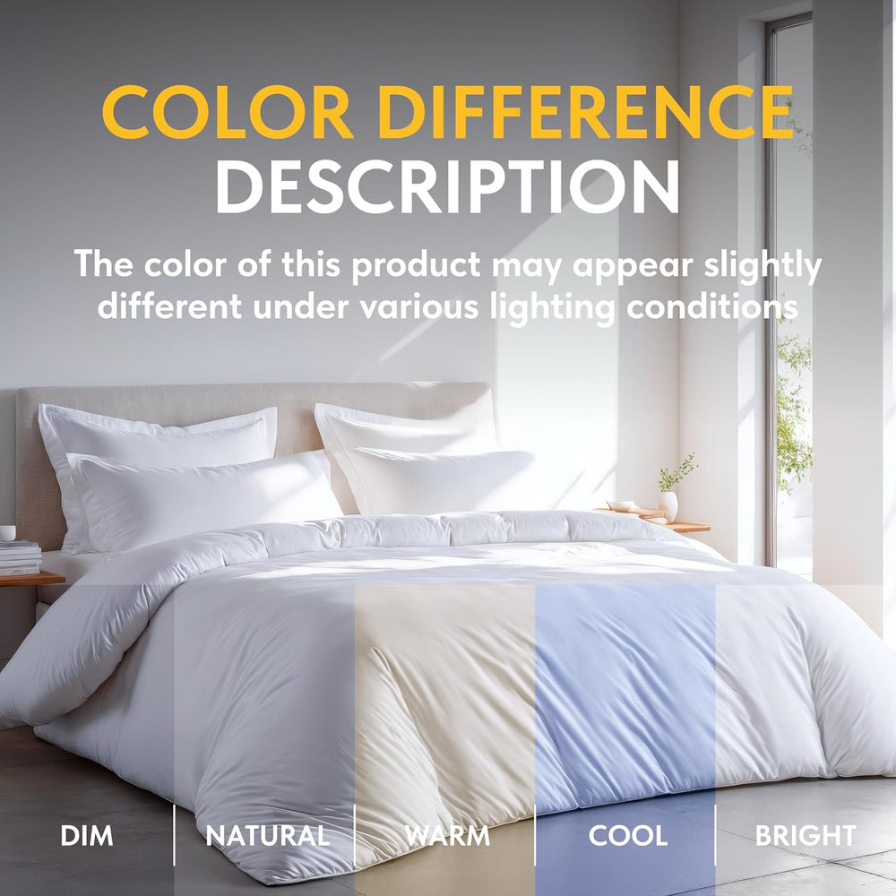 White Classic White Duvet Cover King Size, Microfiber Duvet Cover with Zipper...
