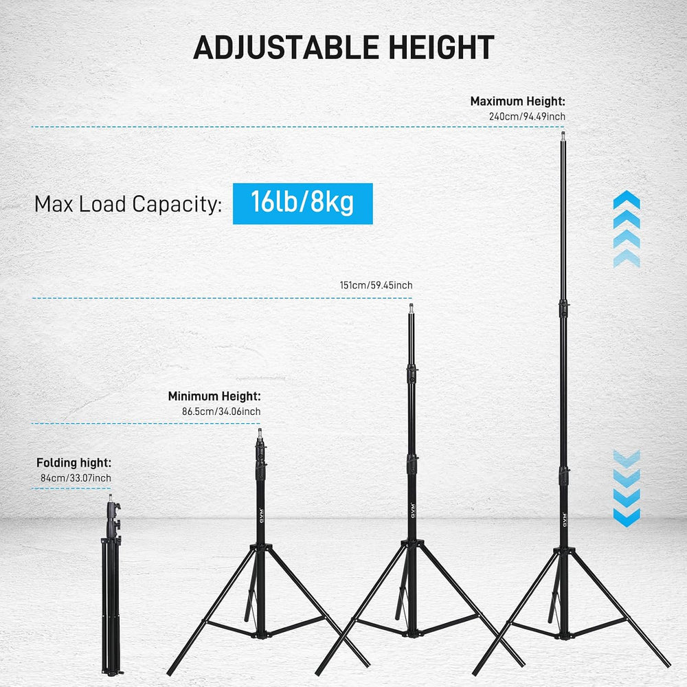 GVM Photography Light Stand 95"/240cm, Air-Cushion Aluminum Photo Video ...