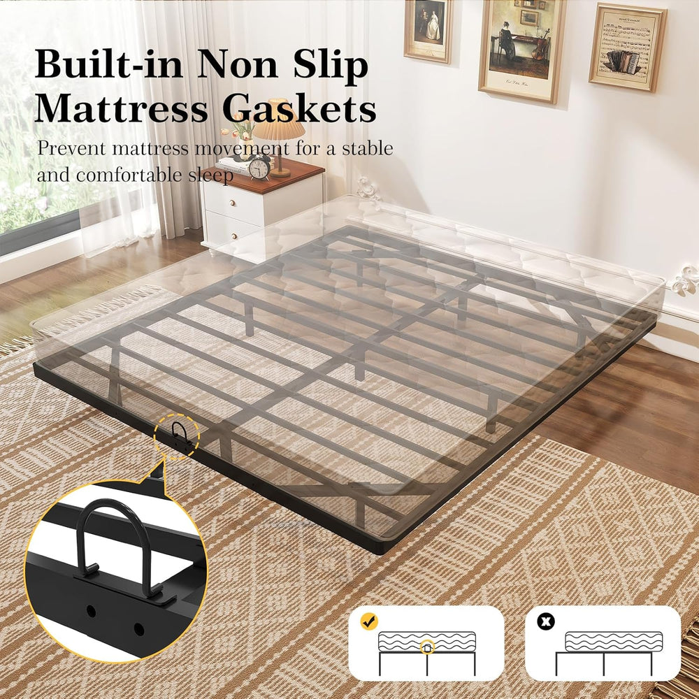 Floating Bed Frame King Size, King Bed Frame with Smart LED Lights