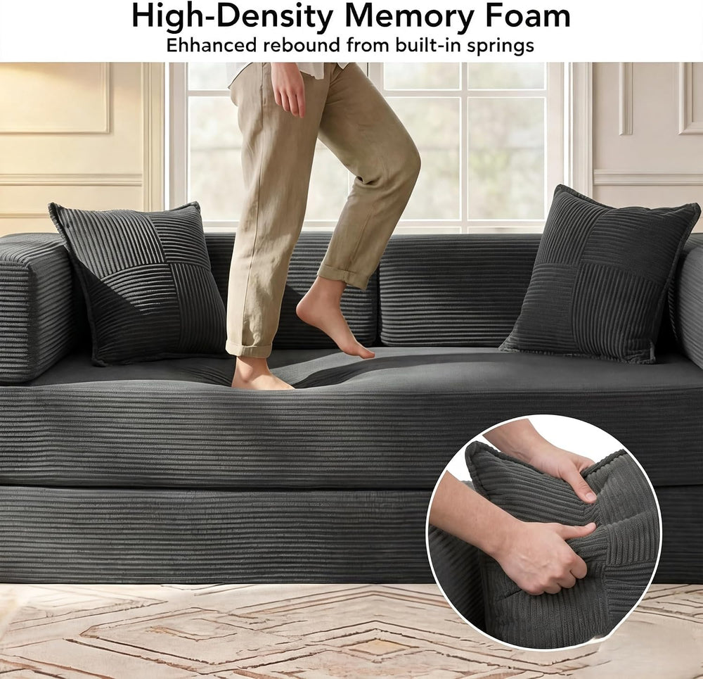 WEUP 5-in-1 Convertible Sofa Bed,80" Folding Boneless Couch with Fixed-S...