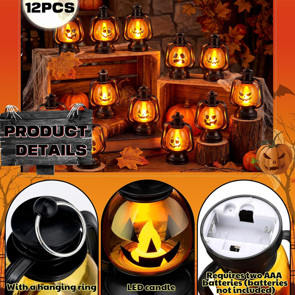 ROCEEI 12 Pcs Halloween Mini Pumpkin Lantern 6" Jack O Lantern