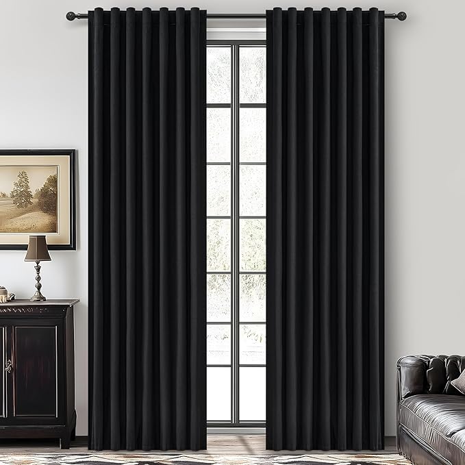 100% Blackout 100 Inch Long Black Curtains - Image 7
