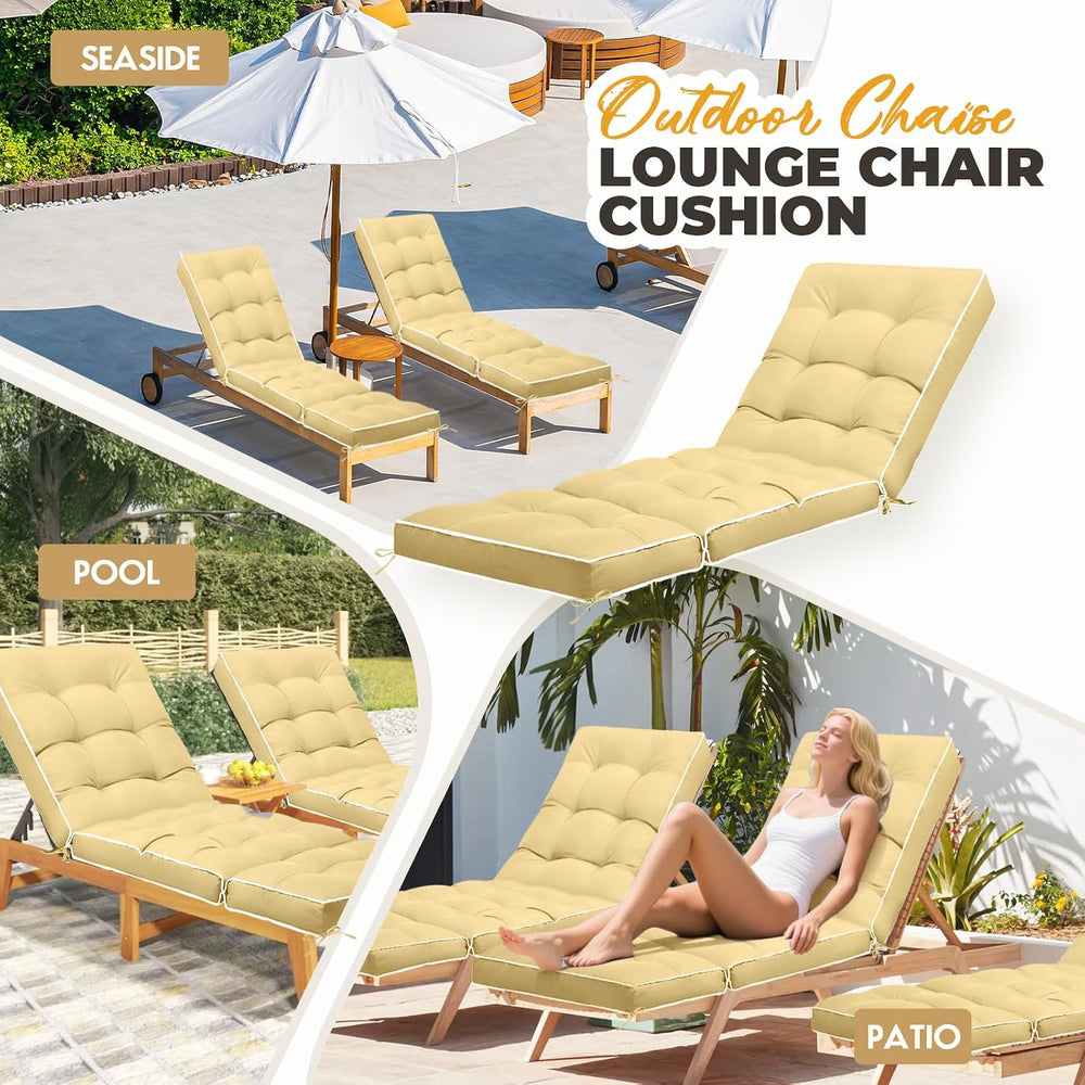 Outdoor Chaise Lounge Chair Cushion, Waterproof Non-Slip Patio Chaise Lounge ...