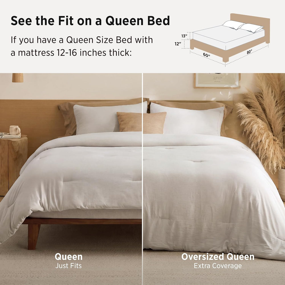 Bedsure Oversized Queen Comforter Set, Prewashed Bedding Beige