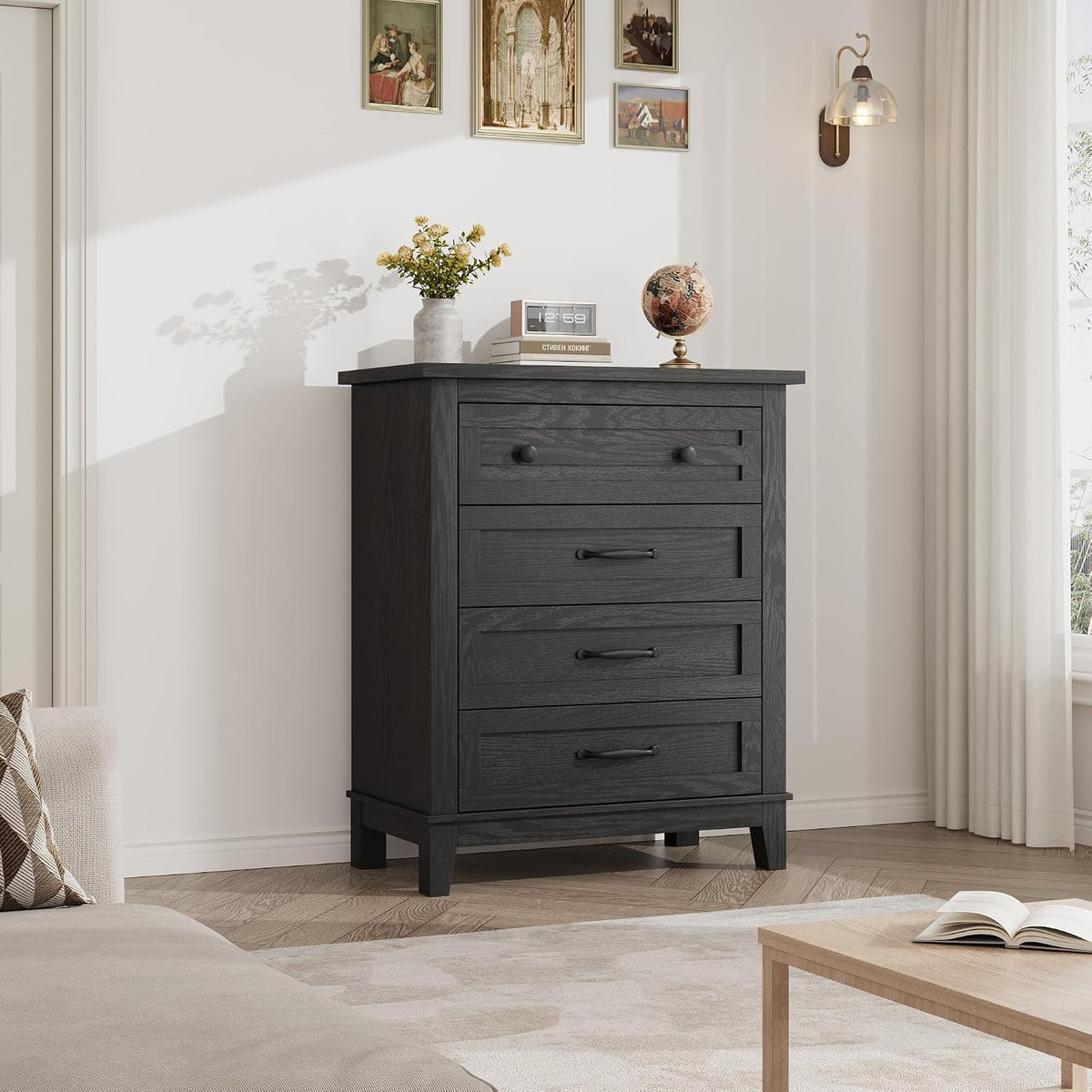 garveehome 4 dresser for bedroom, 34.8" tall vertical on a desk or shelf