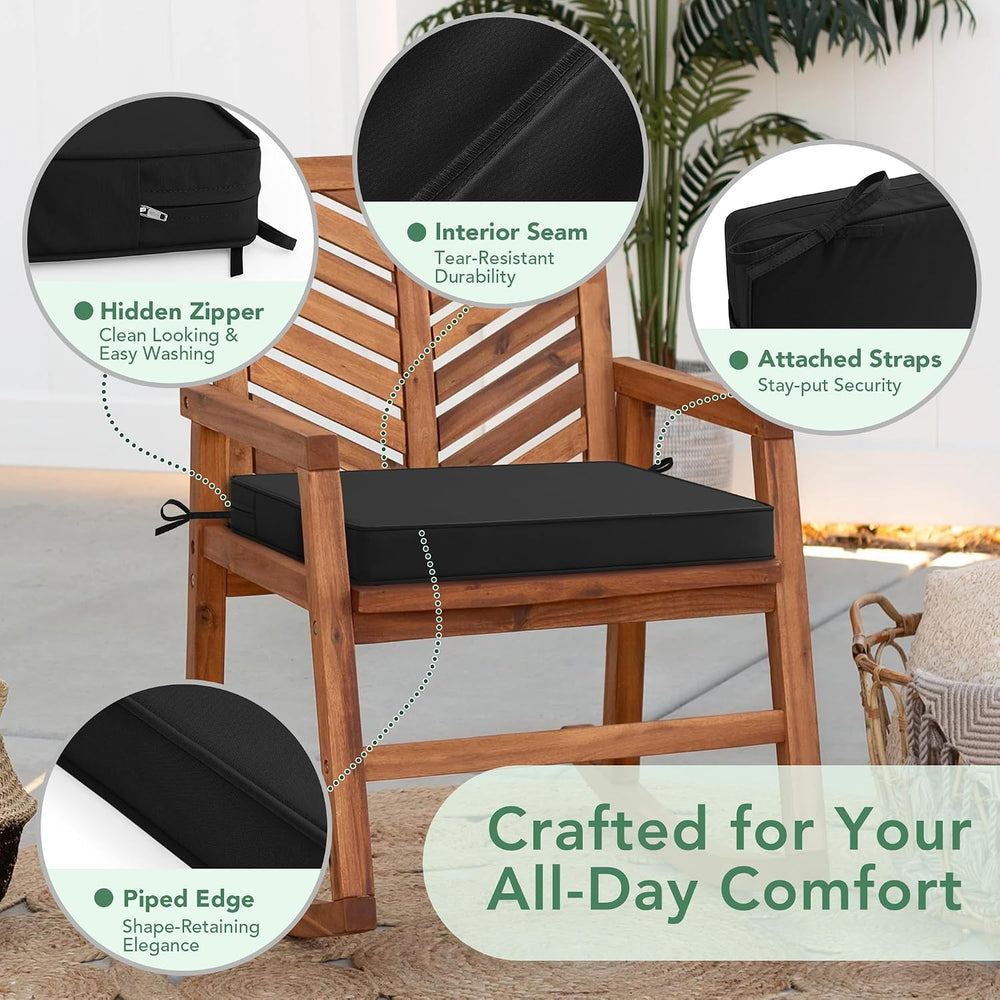 Outdoor Chair Cushions Set of 4: Waterproof & Fade Resistant Seat Cushion...