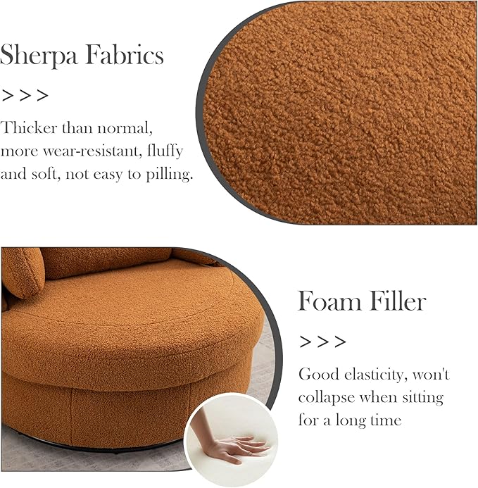 Aoiy & Wifon 42.2" W Oversized Swivel Barrel Chair - Image 8