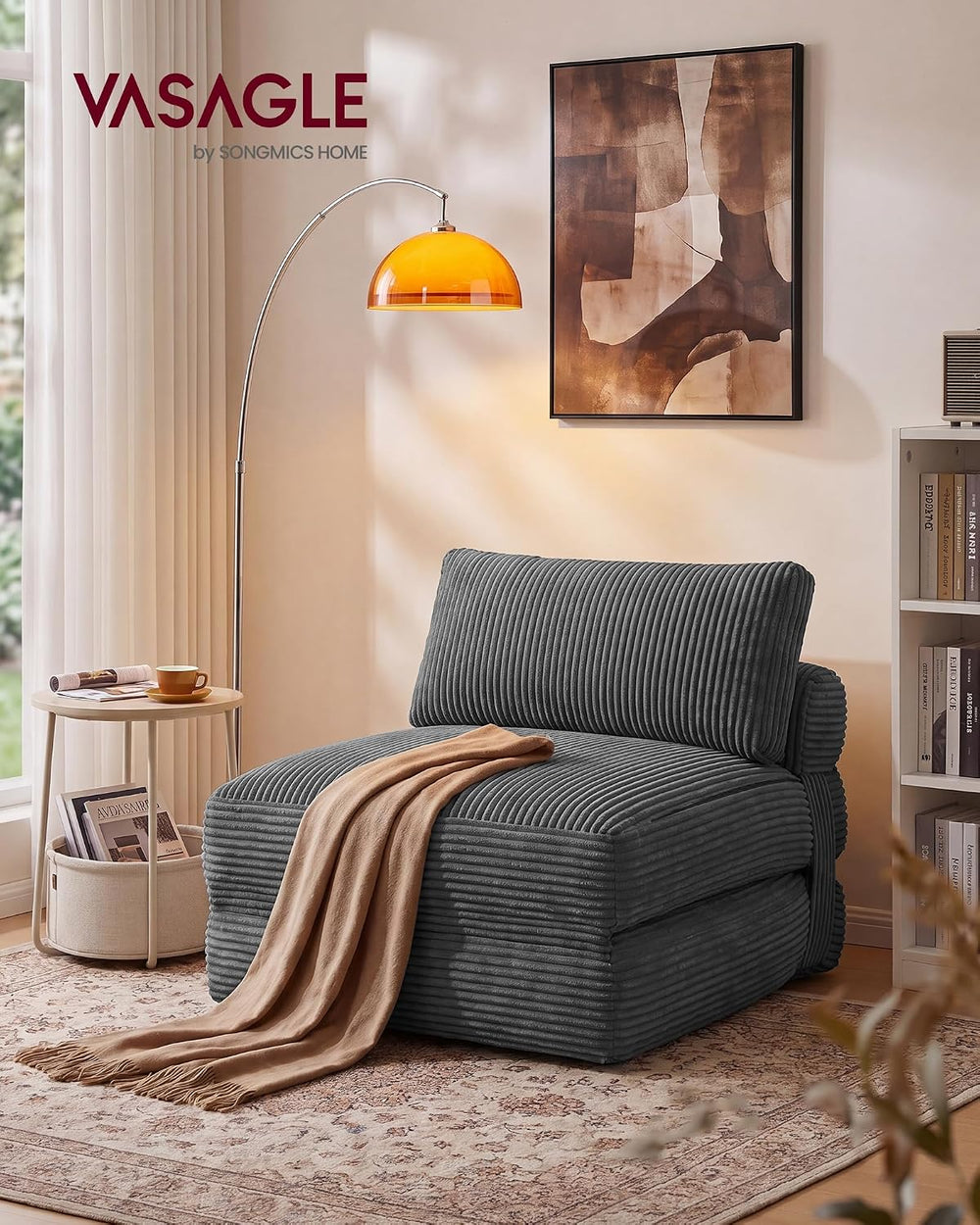 VASAGLE Folding Sofa Bed, Convertible Chair Bed with Pillow, Sleeper Chair