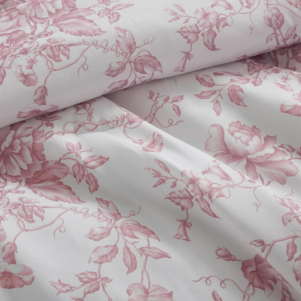 Madison Park Essentials Pink Floral Comforter Set with Sheets Full,7pc