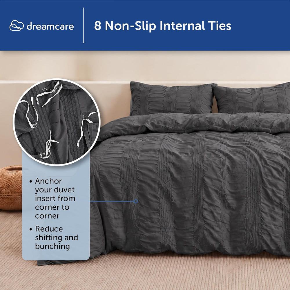 DREAMCARE Duvet Cover King - Hidden Zipper with 8 Internal Ties, 3pc Set