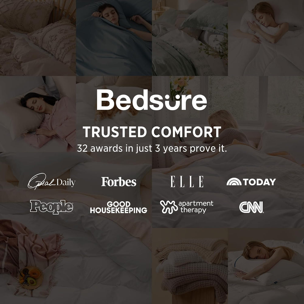 Bedsure Prewashed Oversized King Duvet Cover, Cotton-Like Soft Set, White