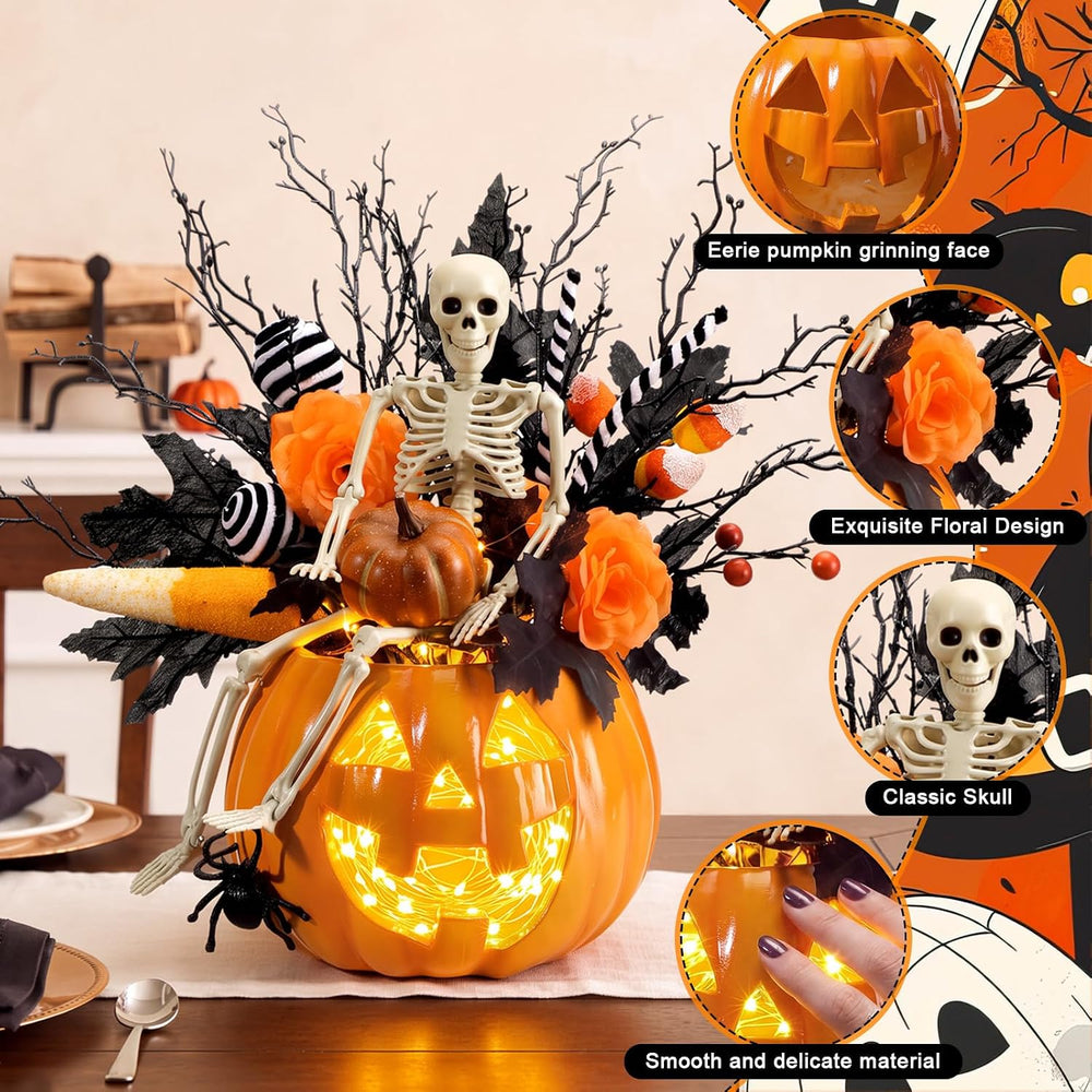 Wiwiqing Halloween Vase Table Centerpiece Decor, Pumpkin, Skull