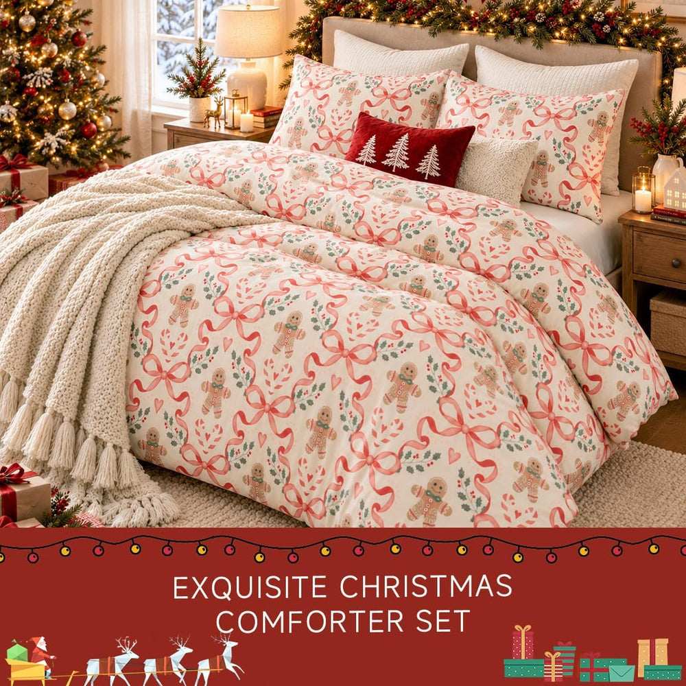 Christmas Comforter Set Full Size,Christmas Bedding Set in a Bag