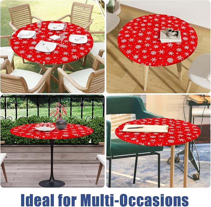 Round Spandex Christmas Tablecloth, Elastic Fitted Waterproof Tablecloths - Image 9