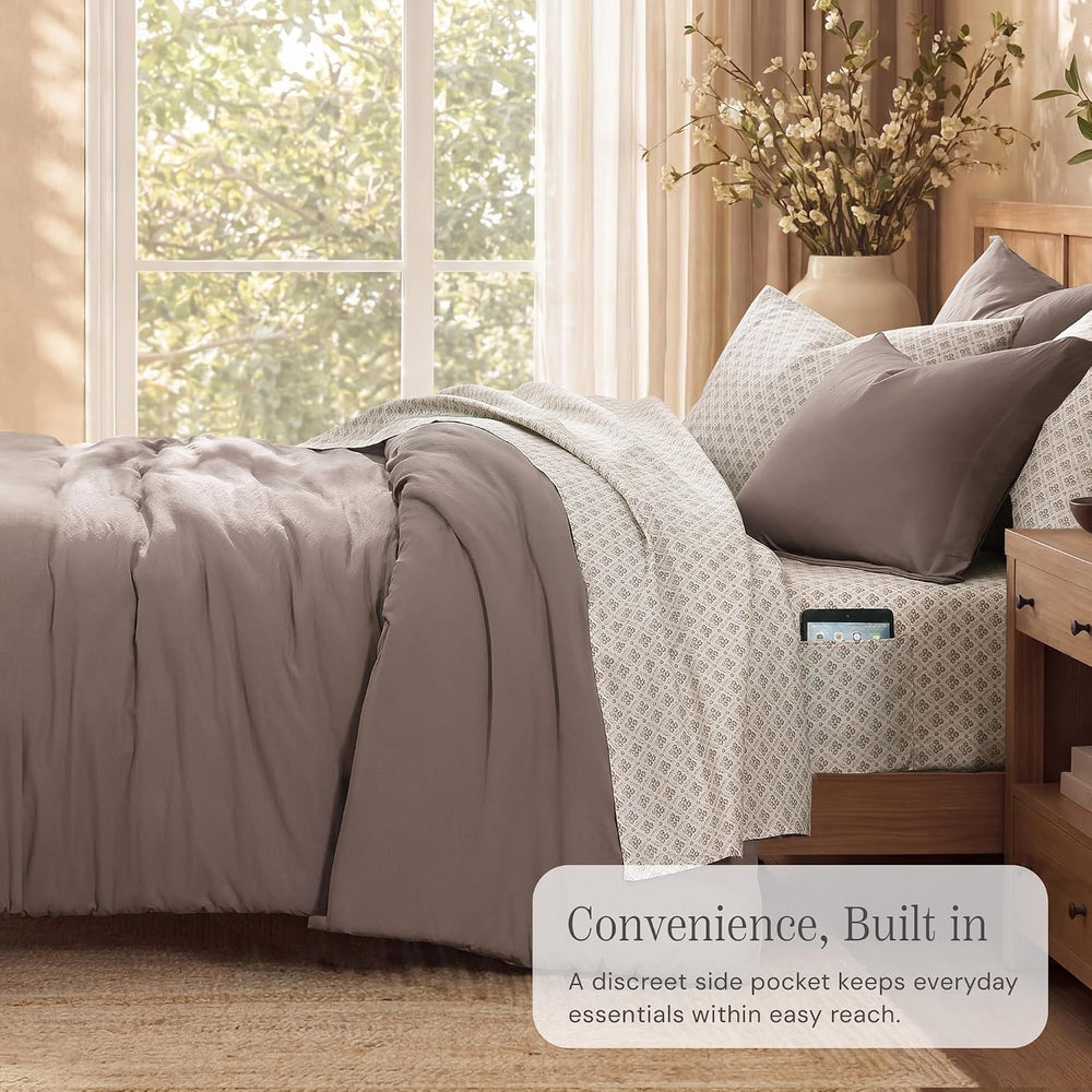 Full Comforter Set with Sheets-7 Pieces Soft Recycled Bed in a Bag Bedding