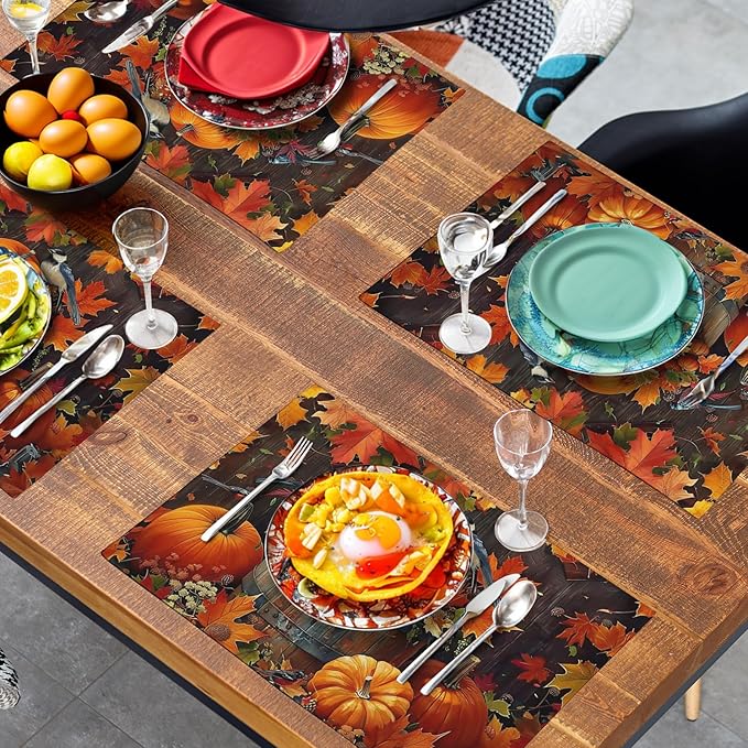 Pumpkin Maple Leaf Bird Fall Placemats Set of 4 Autumn Thanksgiving Seasonal - Image 7