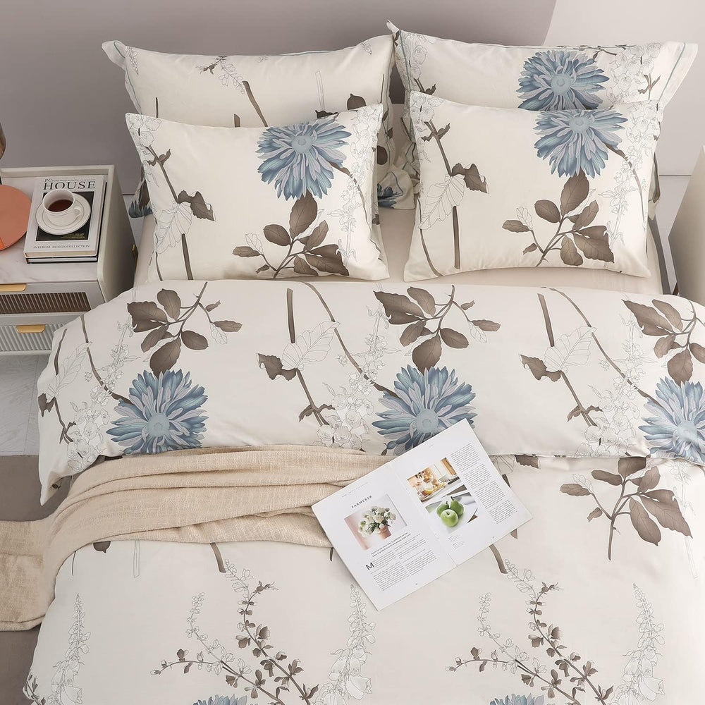 SLEEPBELLA Comforter Queen Size, 600 Thread Count Cotton Brown Branches and B...