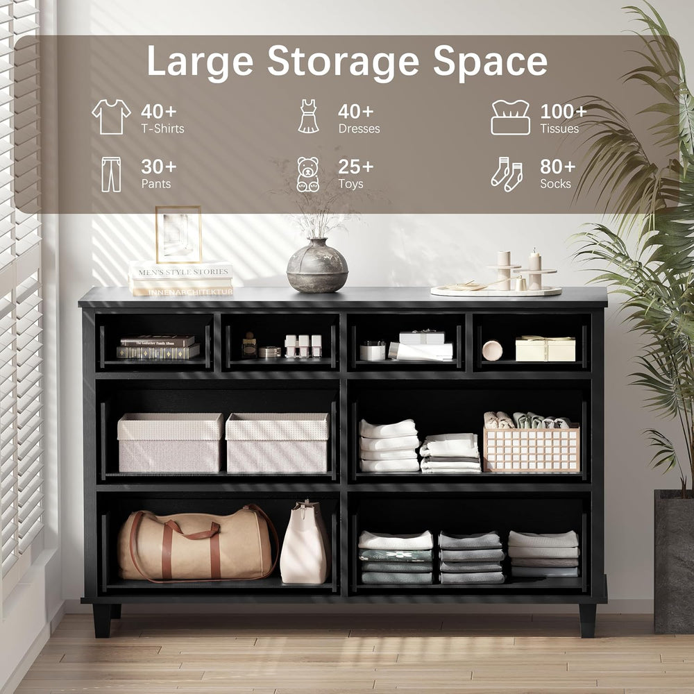 Dresser for Bedroom 8 Drawer Wood Dresser 56.3" Wide, Large Storage Ches...