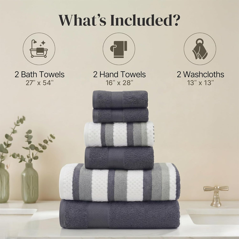 Modern Threads 6 Piece Bath Towel Set – Bathroom Towel Set with 2 Bath Towels...