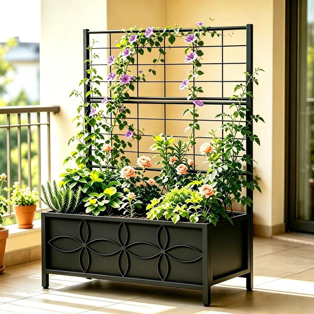 Zhongma Sturdy Raised Garden Bed with Trellis (15.75 x 35.43 x 48.8 in) for V...