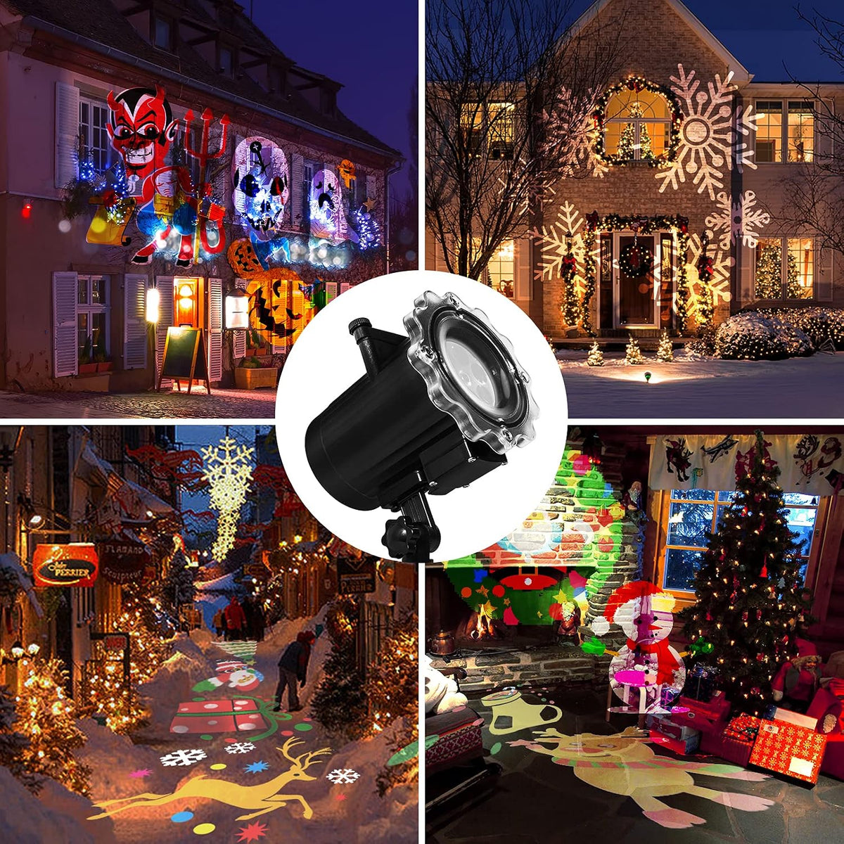 Halloween Projector Lights Outdoor, Year Round 10 Festival Theme 16 Slides Holiday Projector Light, Waterproof Halloween Decorations Led Projector with Remote Control,Timer