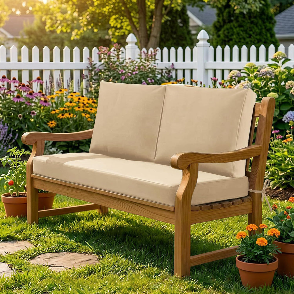 Outdoor Loveseat Cushions, 46×26×4 Inch, Waterproof, Beige