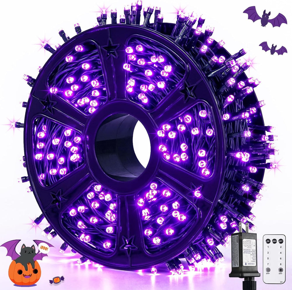 JMEXSUSS 500 LED Purple Halloween Lights, 173ft String Lights Plug in