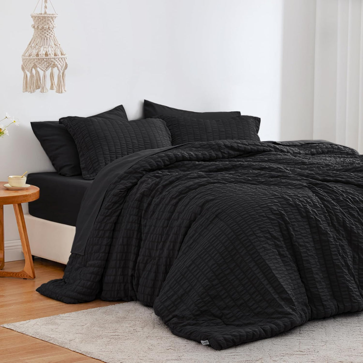 love's cabin seersucker black full comforter set, main product view