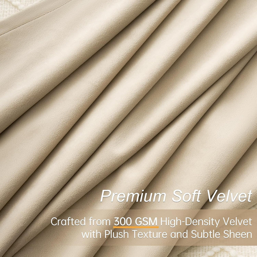 Topfinel Beige Velvet Curtains 84 Inches Long for Bedroom Living Room Neutura...