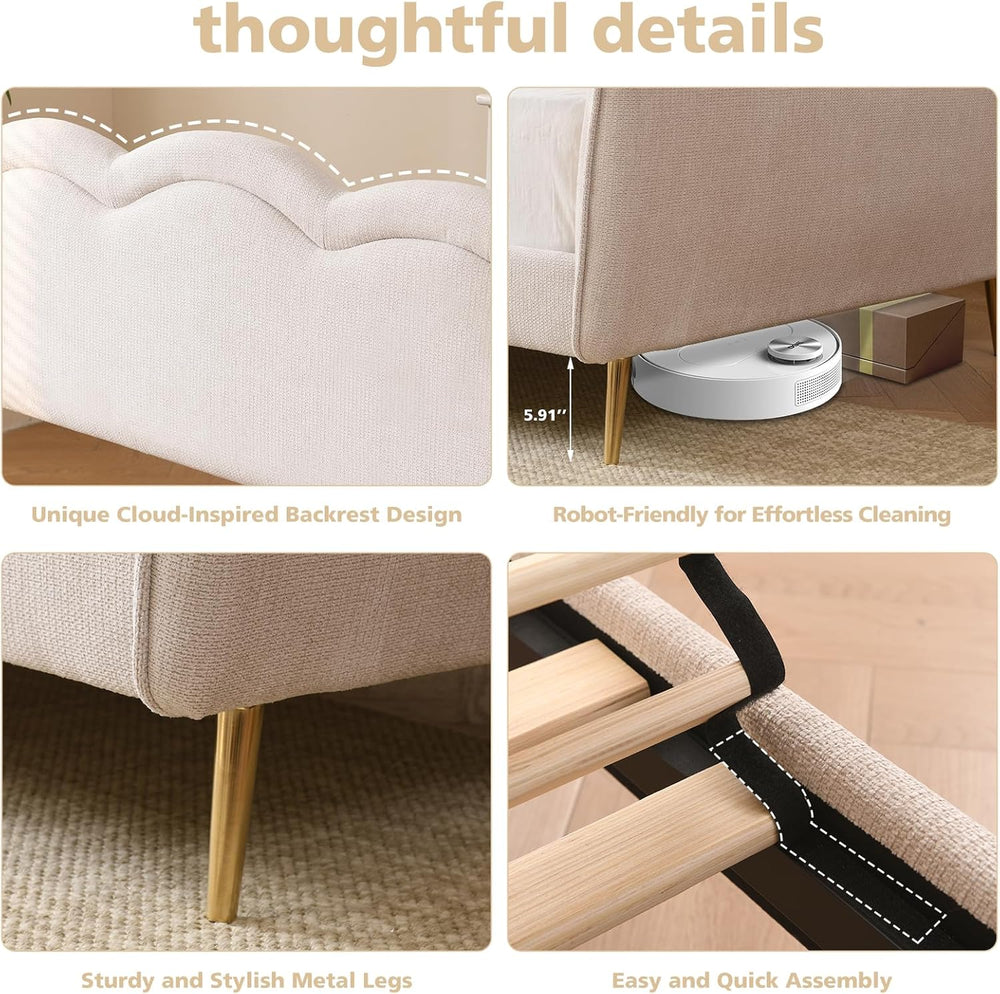 VELOCAVA Twin Size Upholstered Daybed with Cloud-Shaped Backrest, Modern Line...