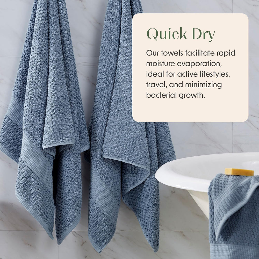 4 Pack 100% Cotton Bath Towels | Blue Towels | Oeko‑TEX Standard 100 | Soft &...
