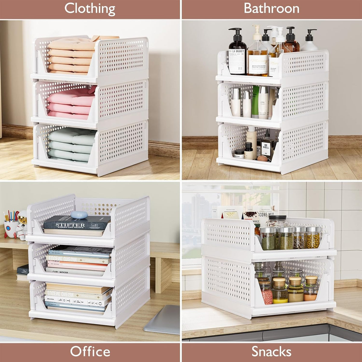 ctsnslh 5 pack closet organizers stackable storage box showing dimensions
