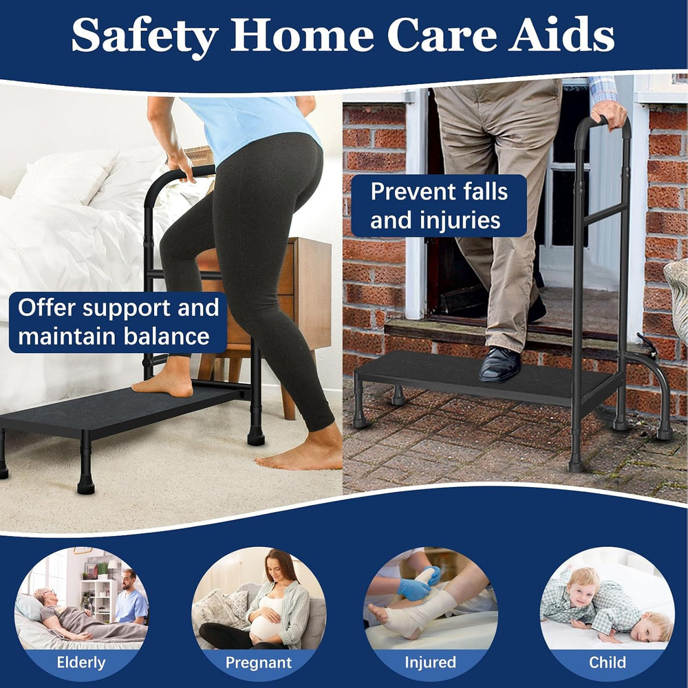 5-Leg Bed Step Stool with Adjustable Height Handle for Adults