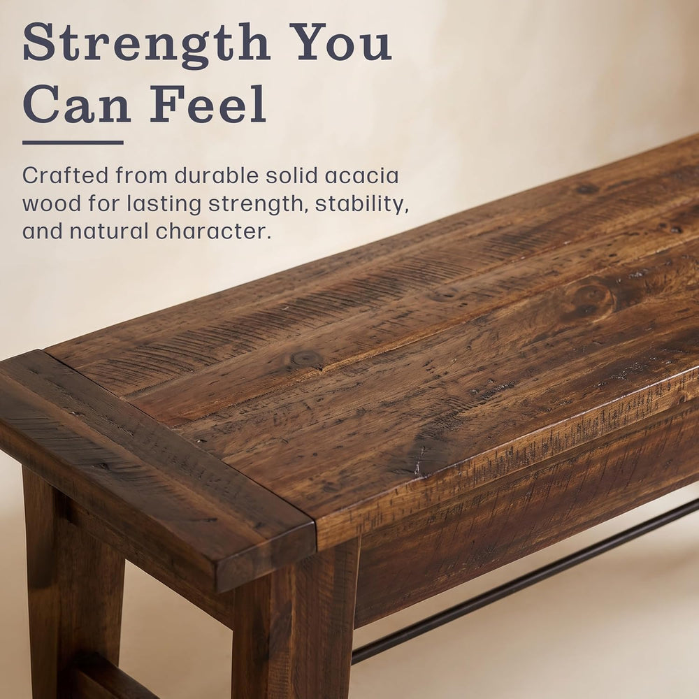 Alaterre Durango Rustic Industrial Solid Wood Entryway Bench, Natural, 60”