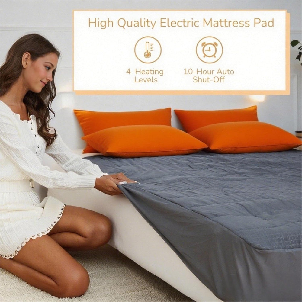 Electric Mattress Pad King Size 78"x80", Gray