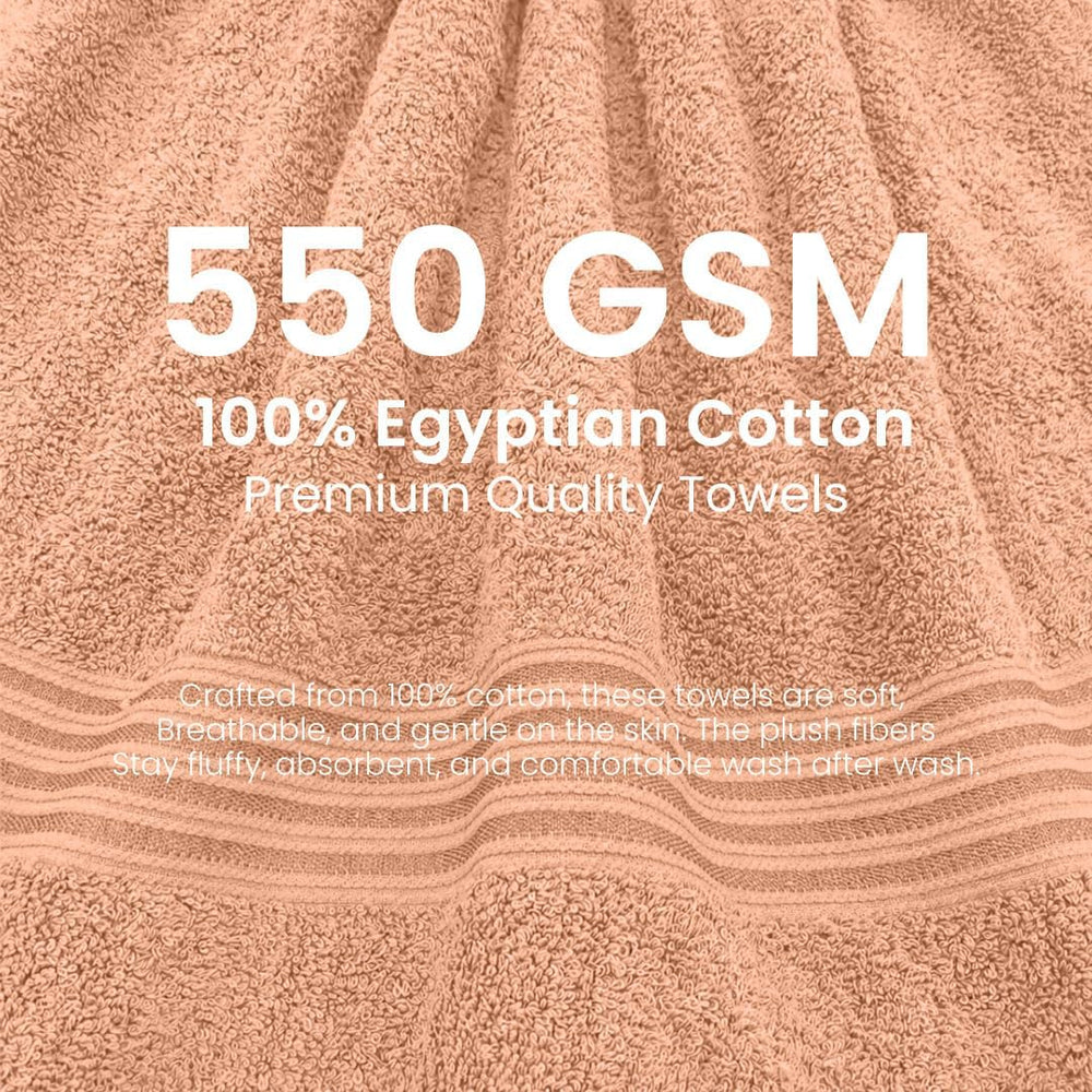 Bath Towels Set of 4 – 100% Cotton, 550 GSM Soft Absorbent Bathroom Towels - ...