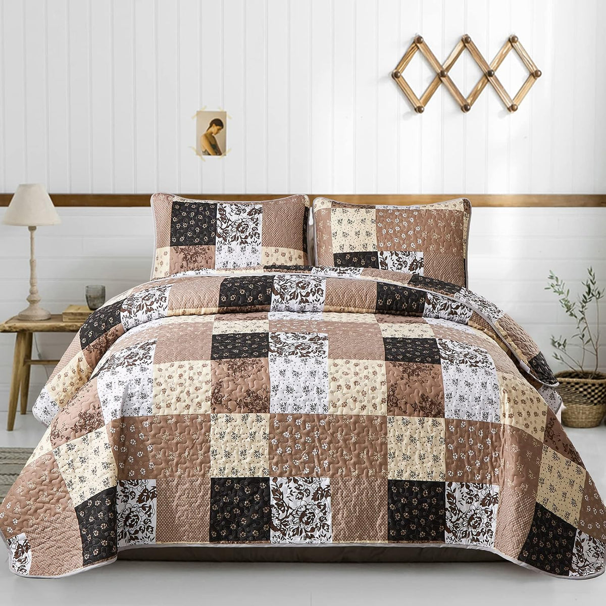 mybedsoul boho quilts queen size, patchwork fall bedding, main product view