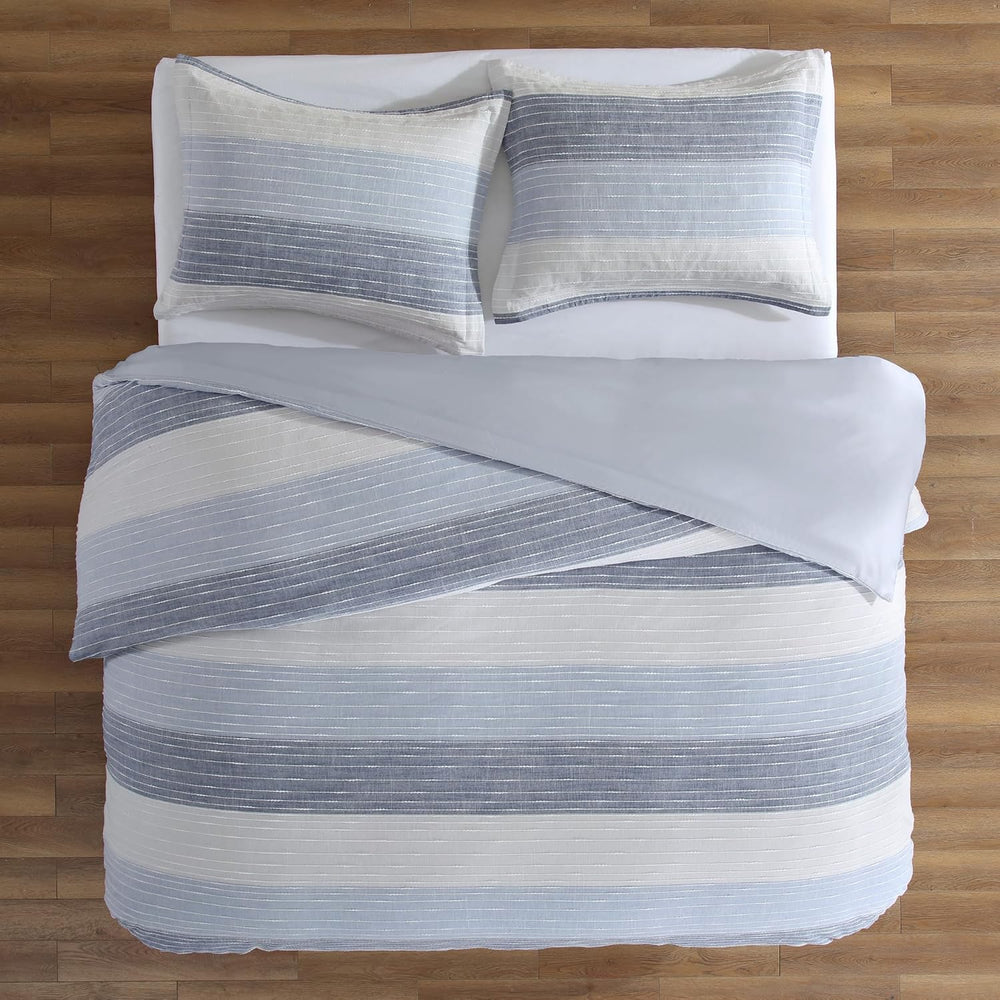 Levtex Home Sand Stripes Blue King Duvet Cover Set (106x94in) with 2 Pillowca...
