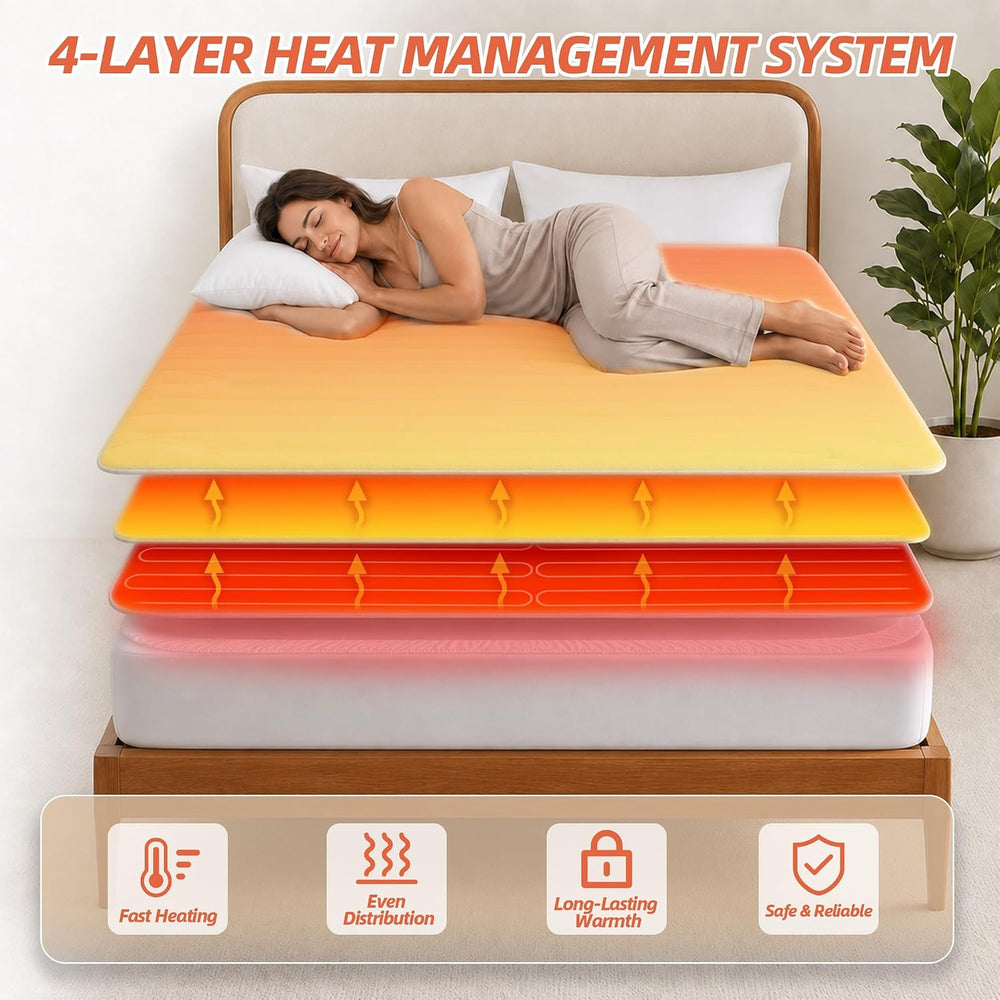 Heated Mattress Pad Queen, Cozy Bed Warmer with Preheat & Memory