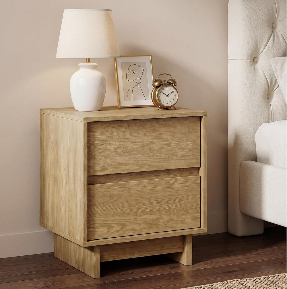 59in Oak 9 Drawer Dresser & 2 Nightstand Set, 3 Pcs Bedroom Furniture