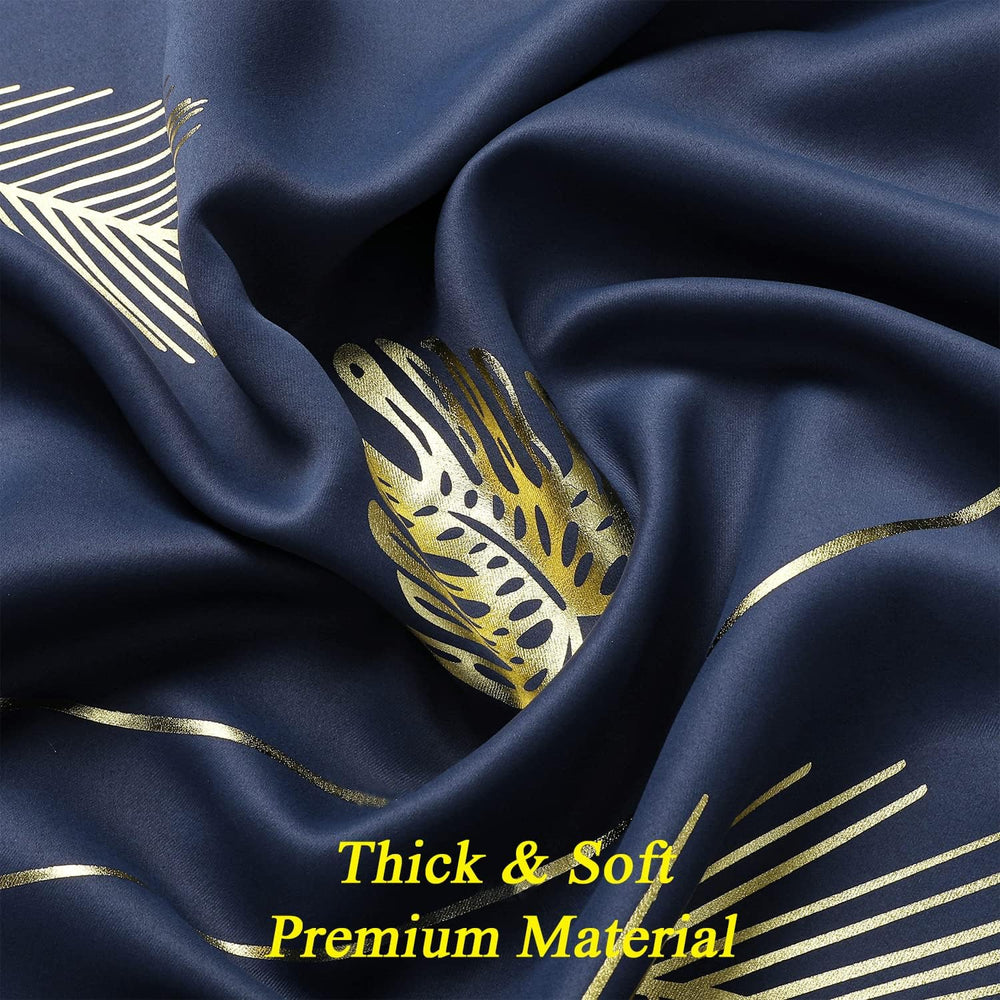 Navy Blue Blackout Patterned Curtains for Bedroom 52Wx84L