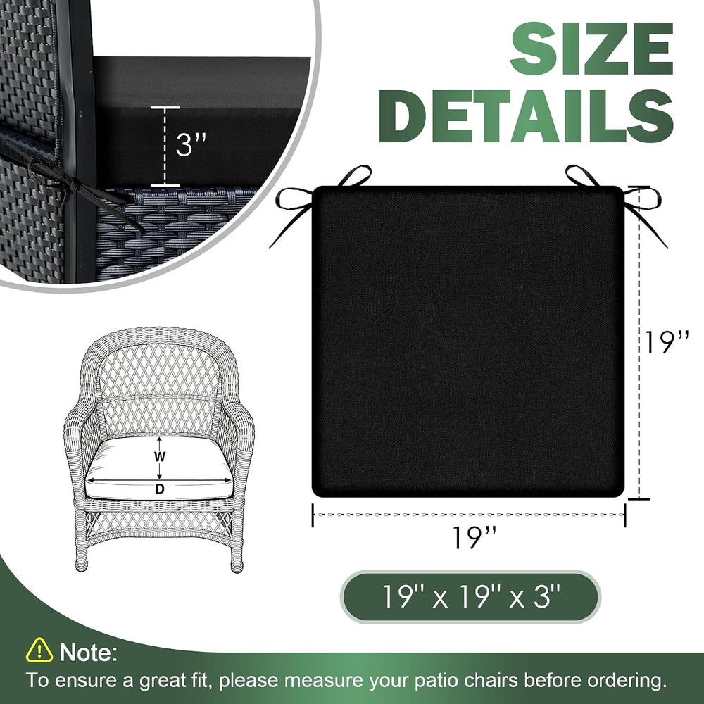 Outdoor Chair Cushions Set of 2, 19x19x3 Inch Waterproof & Fade Resistant...