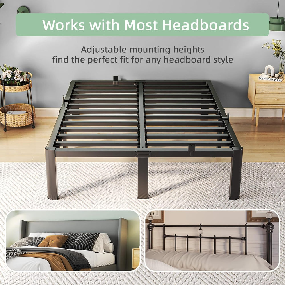 Queen Bed Frame, 18 Inch Heavy Duty Steel Platform, Noise-Free