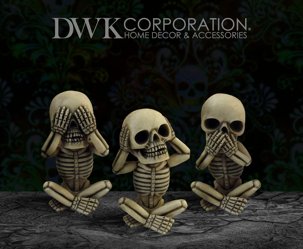 DWK Morbid Morals See Hear Speak No Evil Mini Skeleton Figurines | Macabre fo...