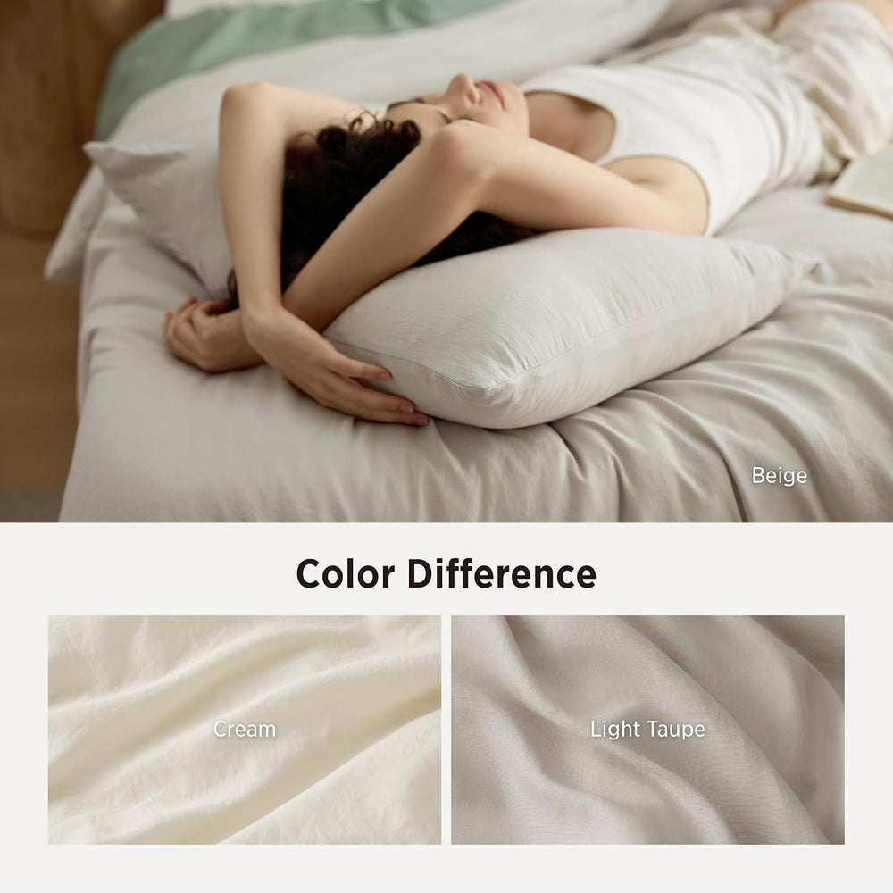 Bedsure Oversized Queen Comforter Set, Prewashed Bedding Beige
