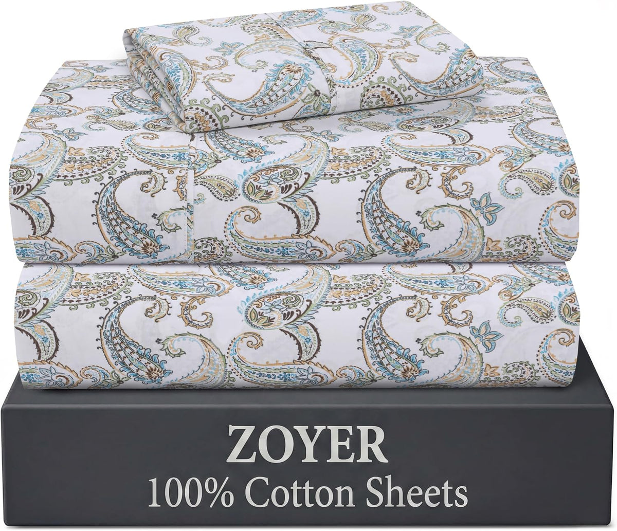 zoyer 100% cotton twin xl sheets, percale twin, main product view