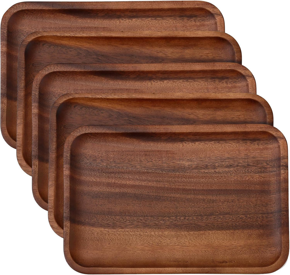 5PCS Serving Acacia Wood Valet Tray for Men Women, Catch All Acacia Mens Key ...