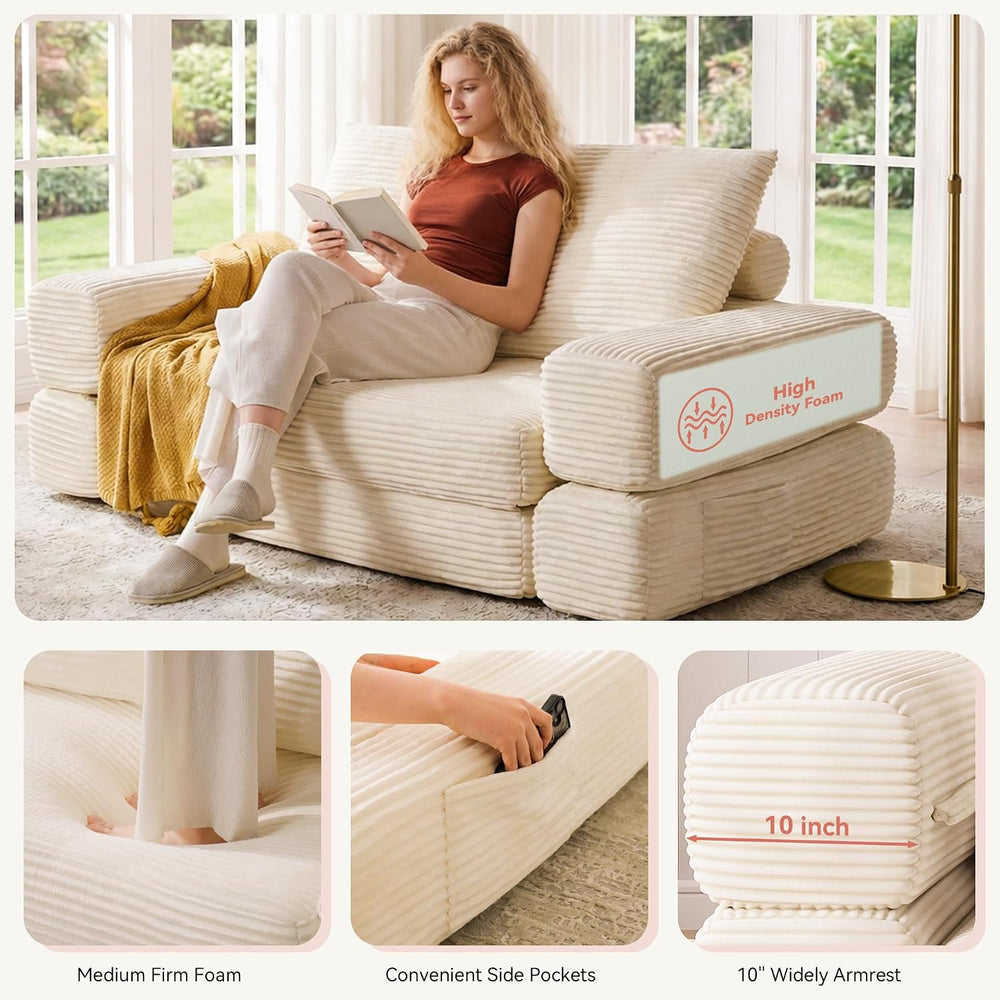 Jocoevol 4-in-1 Convertible Folding Sofa Bed, 78"W x 68"L Queen Siz...