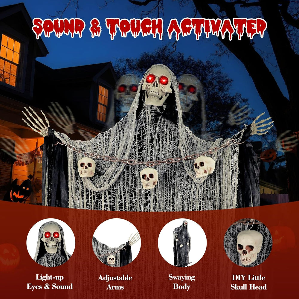 Animated Halloween Decorations Outdoor, 71'Animatronic Halloween Decoration
