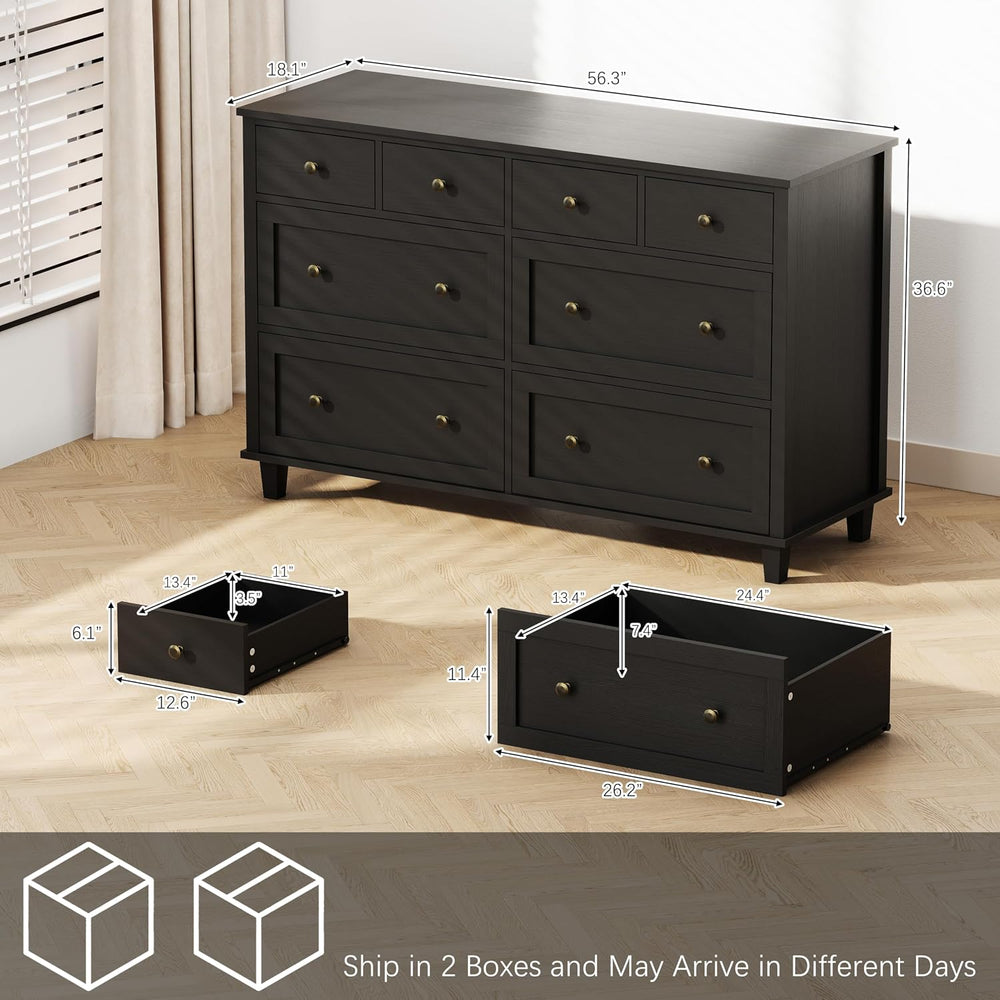 Dresser for Bedroom 8 Drawer Wood Dresser 56.3" Wide, Large Storage Ches...
